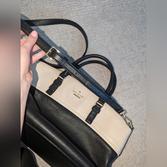 Kate Spade Jackson Street Small Dixon, Pebble Leather, Colorblock Black & Cream - Picture 9 of 15